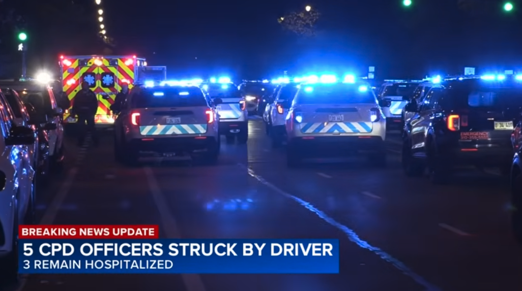 teen runs down five cops